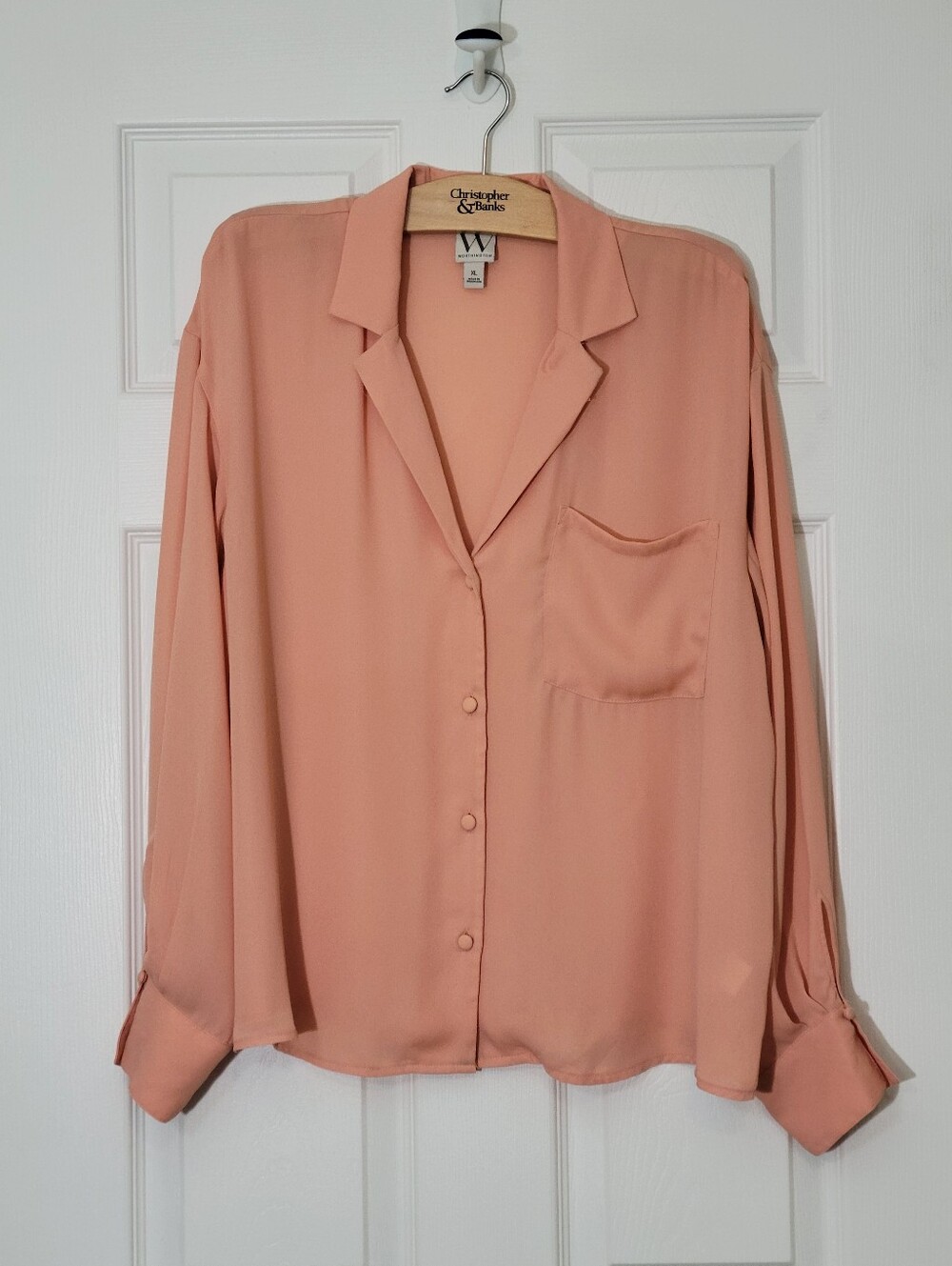 Worthington Peach Button Down Dress Top Size XL